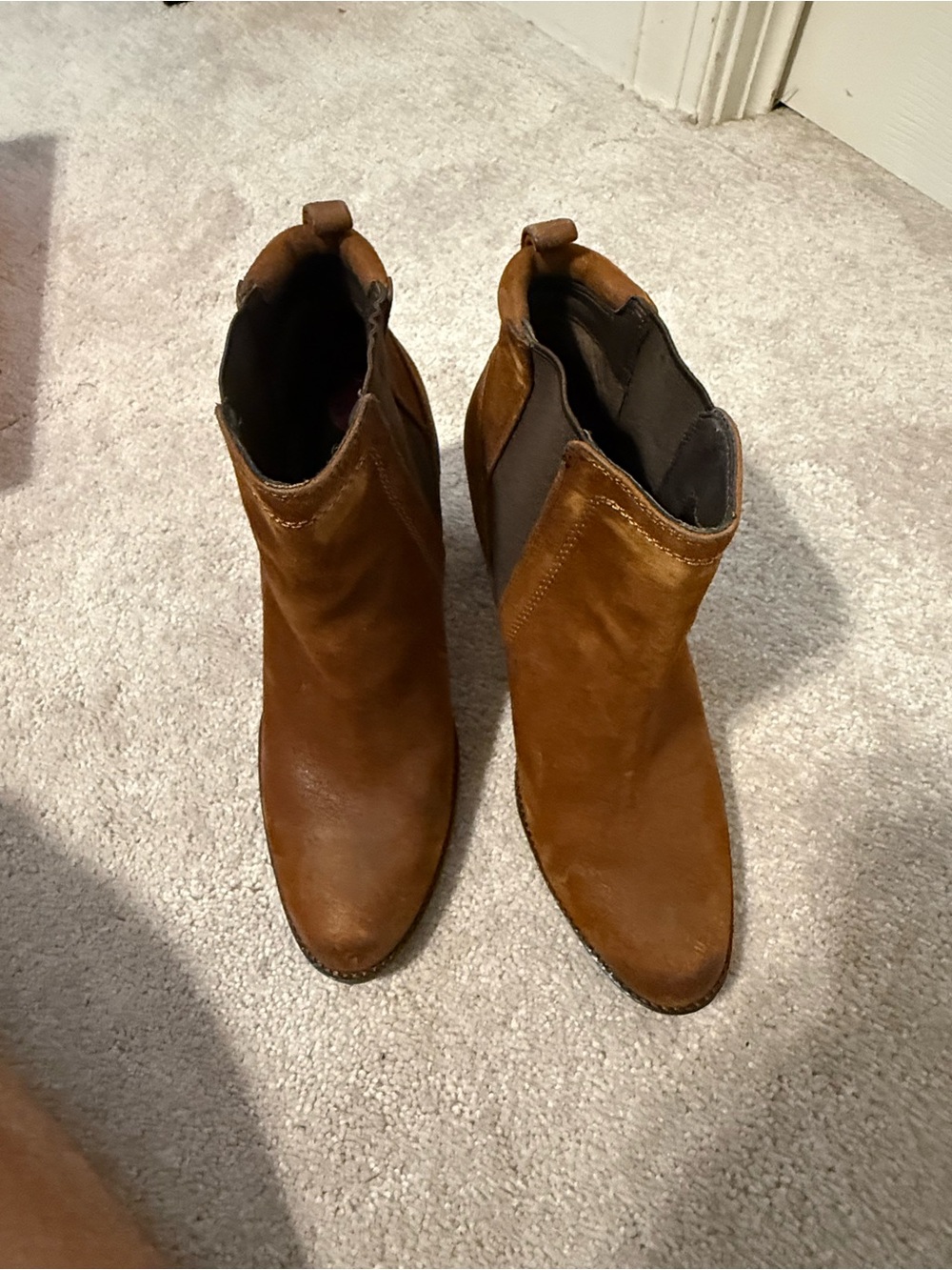 Franco Sarto Chestnut Suede Chelsea Ankle Booties